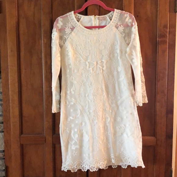 Juicy Couture Lace Dress Vintage Fully Embroidered Ivory Cream Crowns Sz 8 - Picture 12 of 12